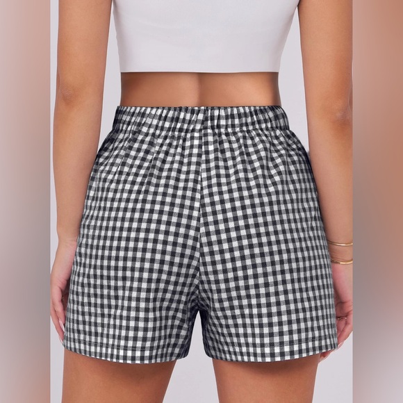 ANRABESS Women's Gingham Check Shorts Plaid Sleep & Lounge Black and White - Picture 16 of 16